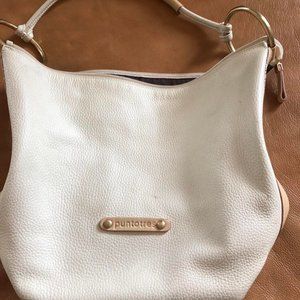 Puntotres White Leather Bag